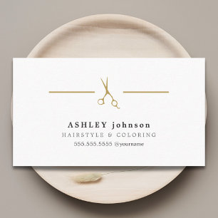 Cartão De Visita O ouro branco minimalista elegante Scissors o