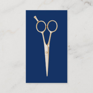 Cartão De Visita O ouro do cabeleireiro Scissor azuis marinhos