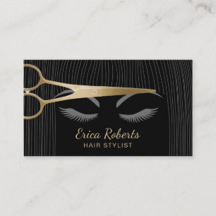 Cartão De Visita O ouro do cabeleireiro Scissor & o preto do