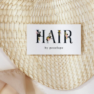 Cartão De Visita O ouro do Hairstylist cora tipografia floral
