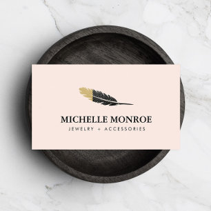 Cartão De Visita O ouro na moda mergulhou o rosa do desenhista da