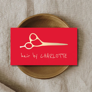 Cartão De Visita O ouro vermelho simples legal do falso Scissors o