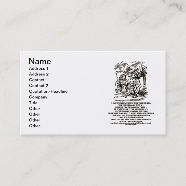 Cartão De Visita O país das maravilhas seja o que você pareceria (Frente)