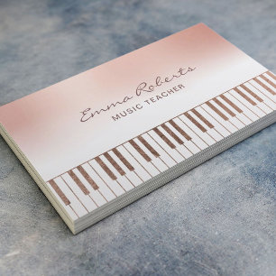 Cartão De Visita O piano Pastel Dourado cor-de-rosa do professor de