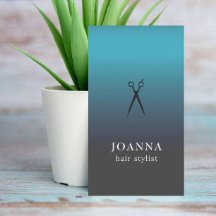 Cartão De Visita O preto azul elegante minimalista Scissors o