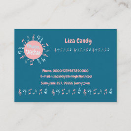 Cartão De Visita O professor de música nota elegante fundo azul