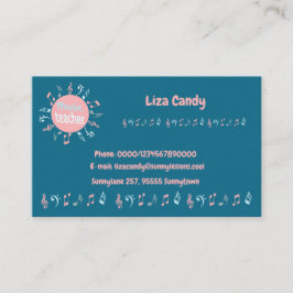 Cartão De Visita O professor de música nota elegante fundo azul