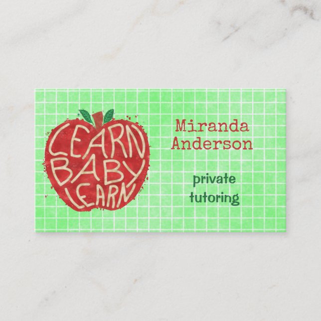 Cartão De Visita O professor ou o tutor privado aprendem o bebê (Frente)