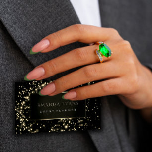 Cartão De Visita O quadro do preto do planejador de evento Stars o