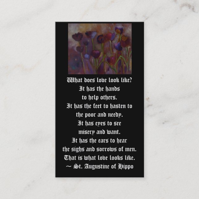 Cartão De Visita "O que ama o olhar como?" ~ St Augustine (Frente)