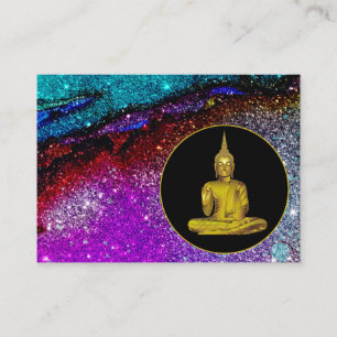 Cartão De Visita *~* O Rainbow Glitter Universe Meditation Buddha