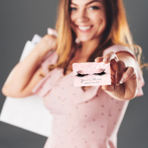 Cartão De Visita O rosa do brilho dos chicotes dos olhos do