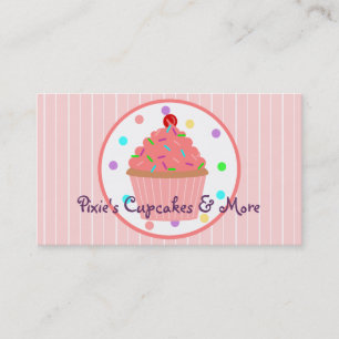 Cartão De Visita O rosa polvilha o padeiro do cupcake ou o
