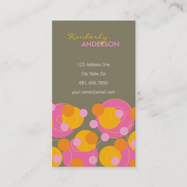 Cartão De Visita o rosa suculento retro do fatfatin pontilha o (Frente)