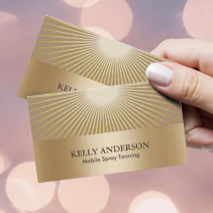 Cartão De Visita O salão de beleza Tanning Sun dourado do