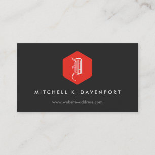 CARTÃO DE VISITA O SEU LOGOTIPO DE MONOGRAMA ELEGANTE EM VERMELHO E