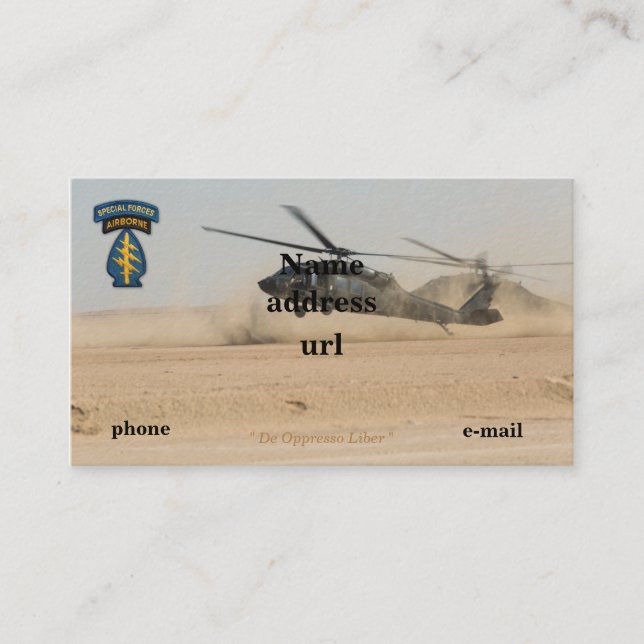 Cartão De Visita O SOF das boinas verdes SFG SF de forças especiais (Frente)