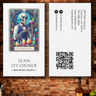 Cartão De Visita O Tarot do Barman Esqueleto QR