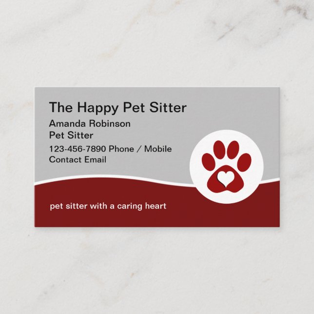 Cartão De Visita O Tema da Pet Sitter Feliz (Frente)