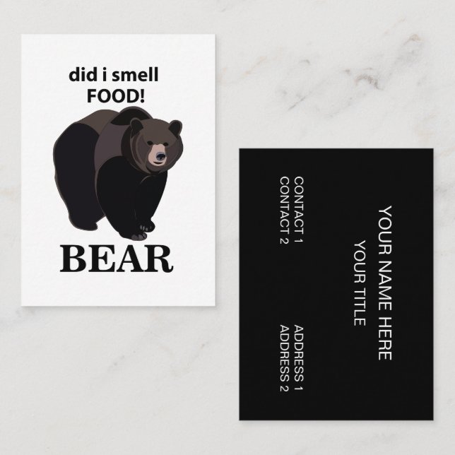 Cartão De Visita O Urso Cheirava Um Urso Engraçado Da Comida (Frente/Verso)