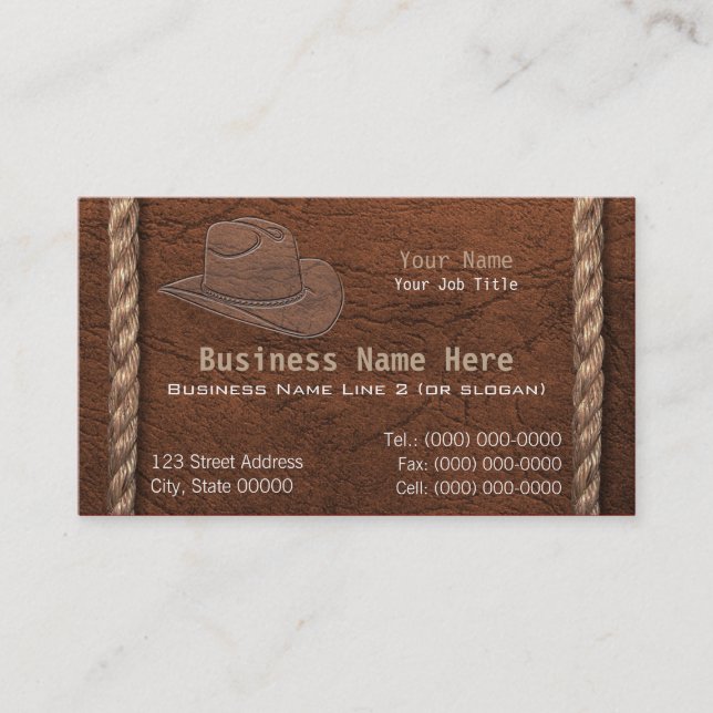 Cartão De Visita O vaqueiro/falso ocidental utilizou ferramentas o (Frente)
