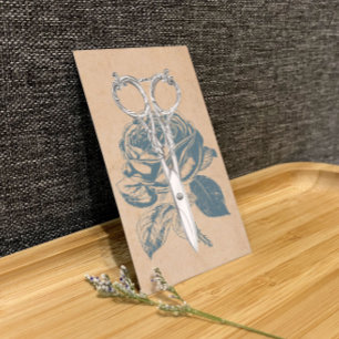 Cartão De Visita O vintage do cabeleireiro Scissor & o rosa do azul