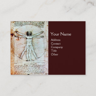 Cartão De Visita O VITRUVIANO MAN, antigo PAPEL metálico