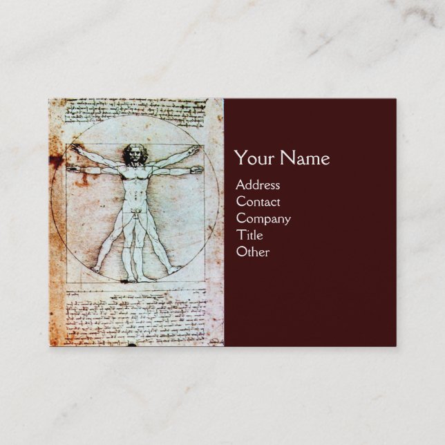Cartão De Visita O VITRUVIANO MAN, antigo PAPEL metálico (Frente)