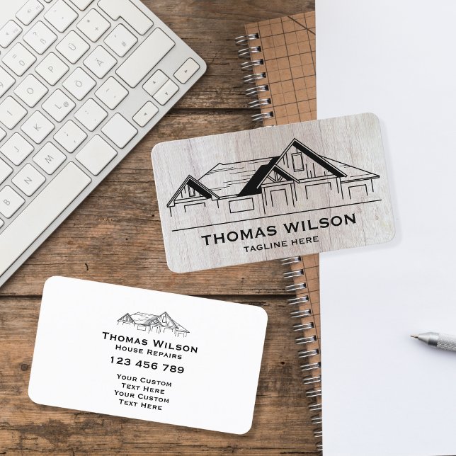 Cartão De Visita Obras modernas de artesanato de carpinteiro madeir (Criador carregado)