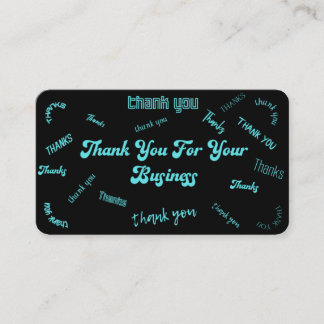Cartão De Visita Obrigado Azul Turquesa/Preto Personalizável