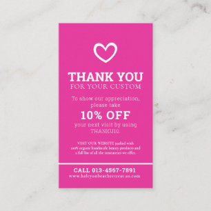 Cartão De Visita Obrigado beleza saúde foto promo cor-de-rosa