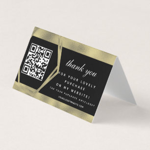 Cartão De Visita Obrigado Boutique Beleza Negócios Ouro QR