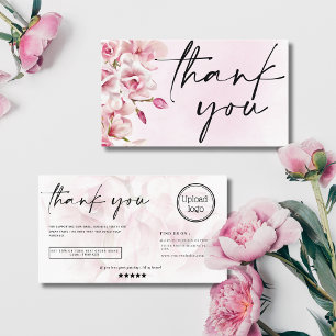 Cartão De Visita Obrigado de logotipo do programa pastel floral ros