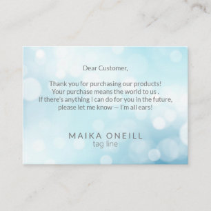 Cartão De Visita obrigado de Luxury Chic Blue Bokeh para sua compra