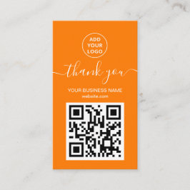 Cartão De Visita Obrigado de Pedido de Código QR Laranja Moderno