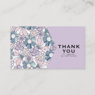 Cartão De Visita Obrigado de pedido de logotipo roxo floral com chi