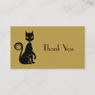 Cartão De Visita Obrigado elegante do gato preto você