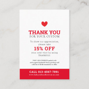 Cartão De Visita Obrigado fotografia beleza promo Red White busines