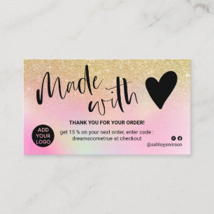 Cartão De Visita Obrigado holográfico de ouro chico que você fez co