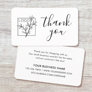 Cartão De Visita Obrigado Logotipo Personalizado Moderno Branco Scr