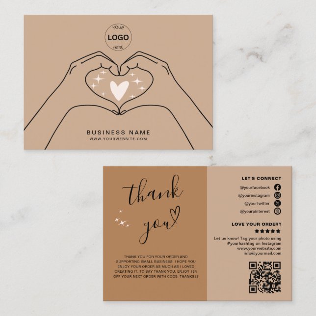 Cartão De Visita Obrigado Logotipo Qr Code Mídia social moderna (Frente/Verso)