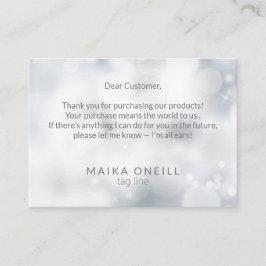 Cartão De Visita Obrigado Luxury Silver Bokeh para sua compra