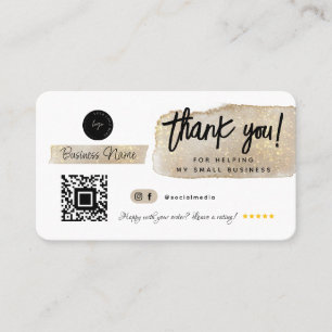 Cartão De Visita Obrigado Mídia Social Pequena Empresa Dourado