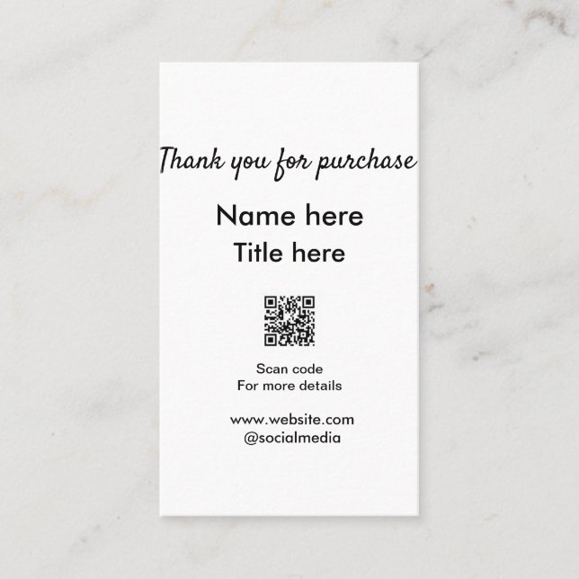 Cartão De Visita Obrigado pelo nome de compra aqui digitalizar QR (Frente)