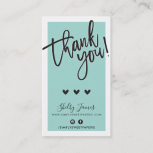 Cartão De Visita OBRIGADO PELO SEU PEDIDO, insira verde de menta