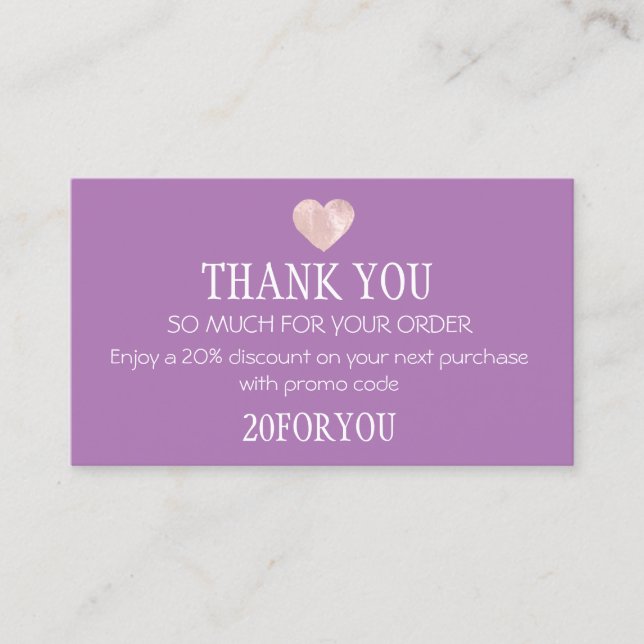 Cartão De Visita Obrigado pelo VIOLE do Código de Desconto do Insta (Frente)