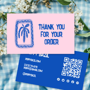 Cartão De Visita Obrigado por solicitar ícones sociais QR Code Palm