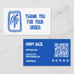 Cartão De Visita Obrigado por solicitar ícones sociais QR Code Palm