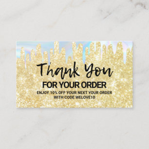 Cartão De Visita Obrigado Trendy Dourado Glitter instagram Desconto
