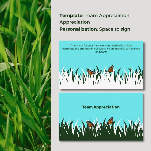 Cartão De Visita 🦋 🌿 Obrigados de Flutuação: Cuidados Lançados co (🦋🌿Fluttering Thanks: Team Appreciation Lawn Care Business Card Thank You Personalization Signature)